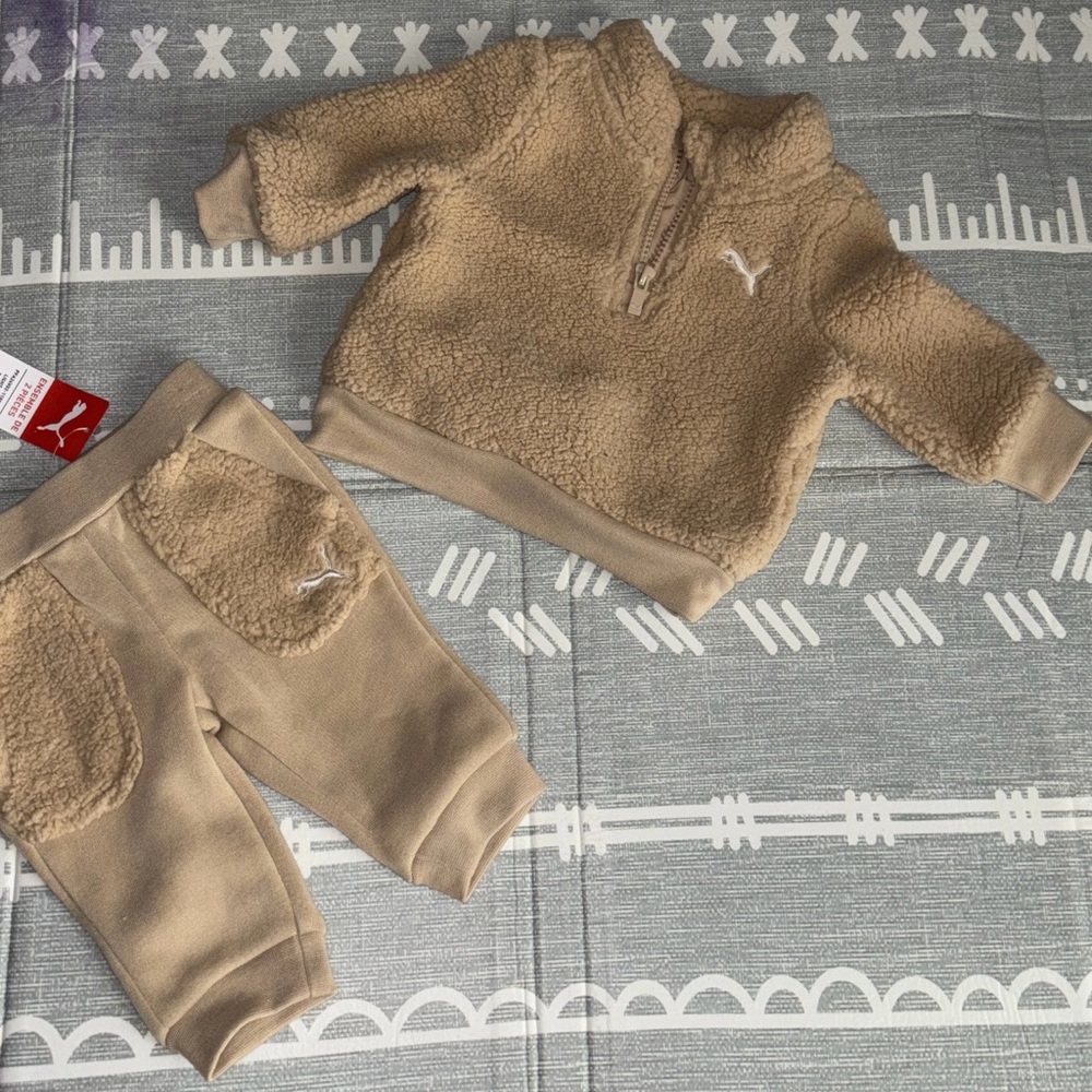 Puma Kids Matching Set in Tan